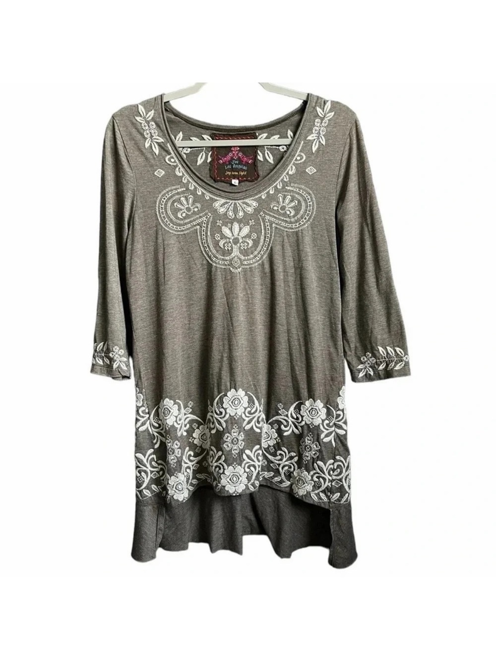 Johnny Was Embroidered Cotton Blend Tunic Top Size S